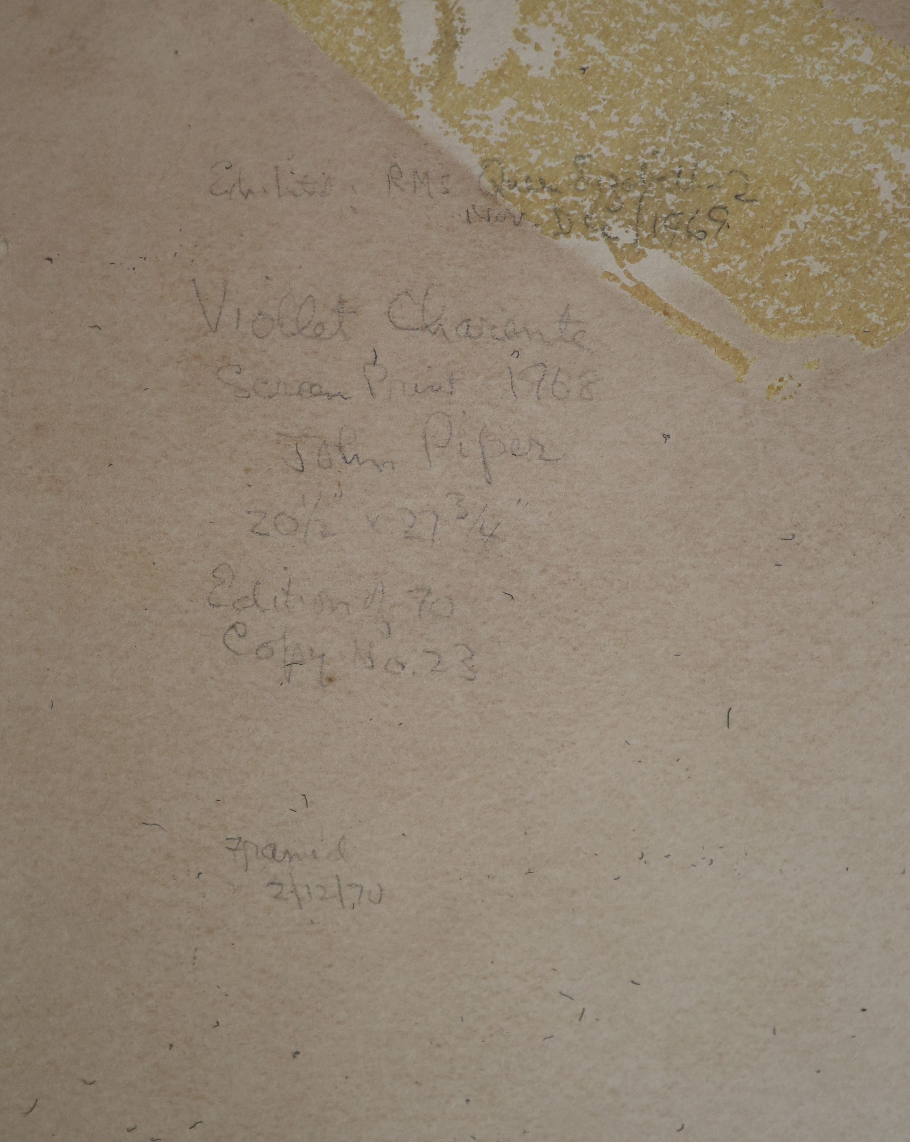 John Piper (1903-1992), Floirac, 1968, screenprint, 52 x 72cm, unframed.